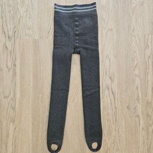 Fleece Lined Knit Stirrup Glitter Leggings Gray Girls 5-7 years old